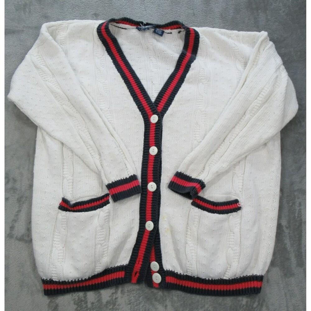 Vintage Best American Sweater Clothing Co Women's Medium Cardigan White w/Pocket